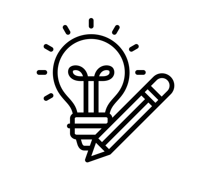 Illustration som symboliserar tjänstedesign: en glödlampa och penna.